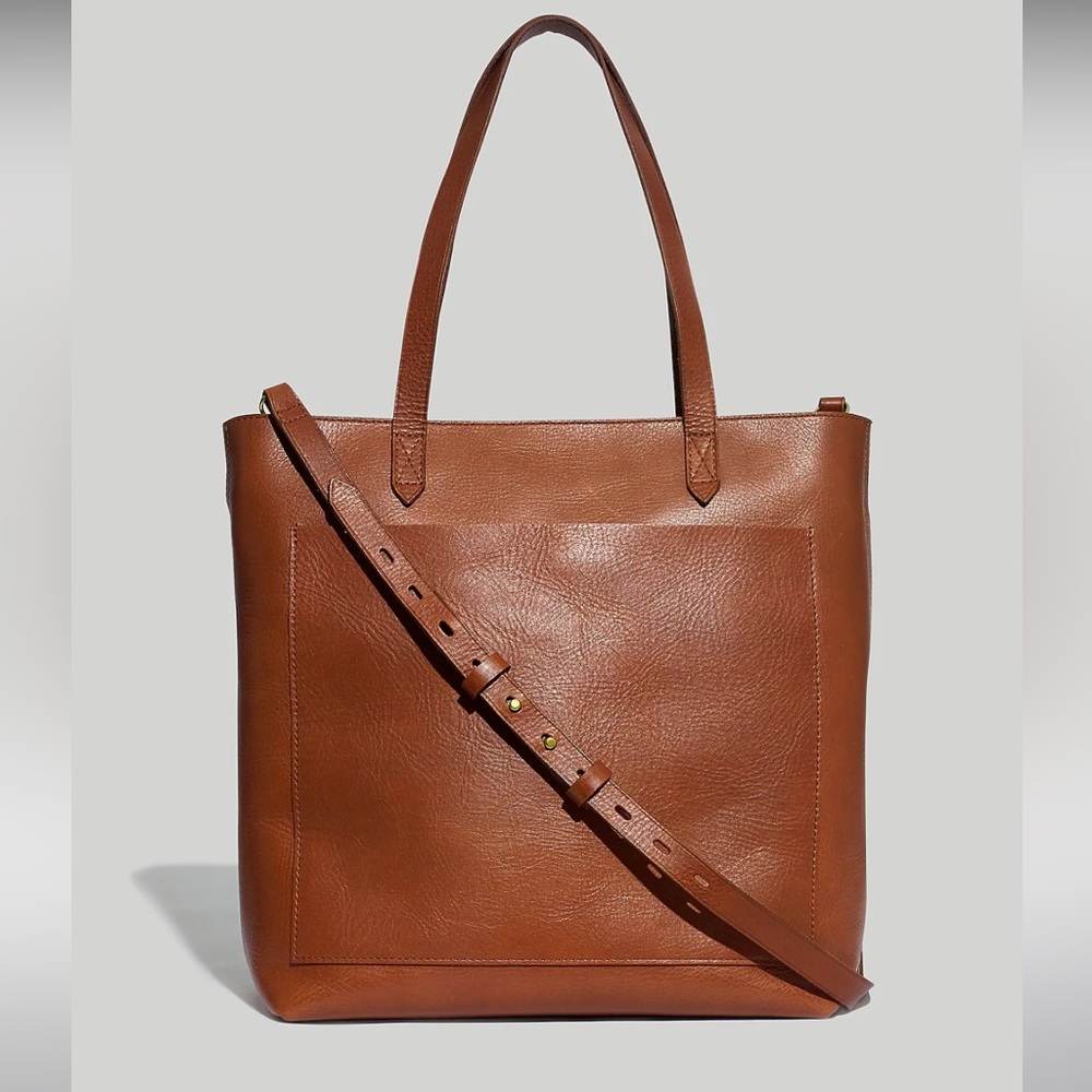 Madewell Leather Zip-top Medium Transport Tote in English Saddle - Lightly Used!